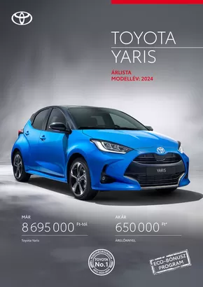 Toyota katalógus, Győr | arlista uj yaris | 2025-05-26T00:00:00.000Z - 2026-05-26T00:00:00.000Z